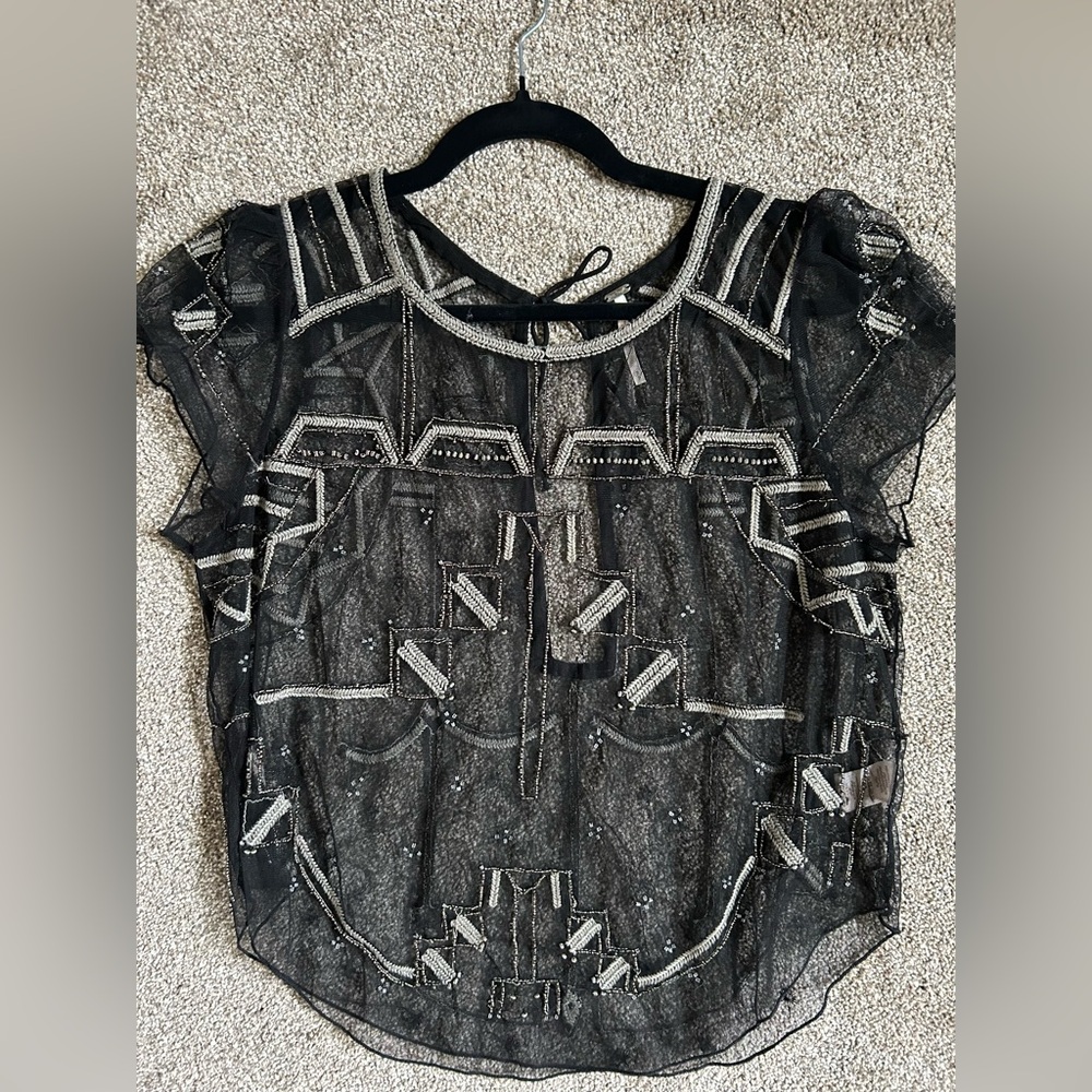 free people beaded sheer top